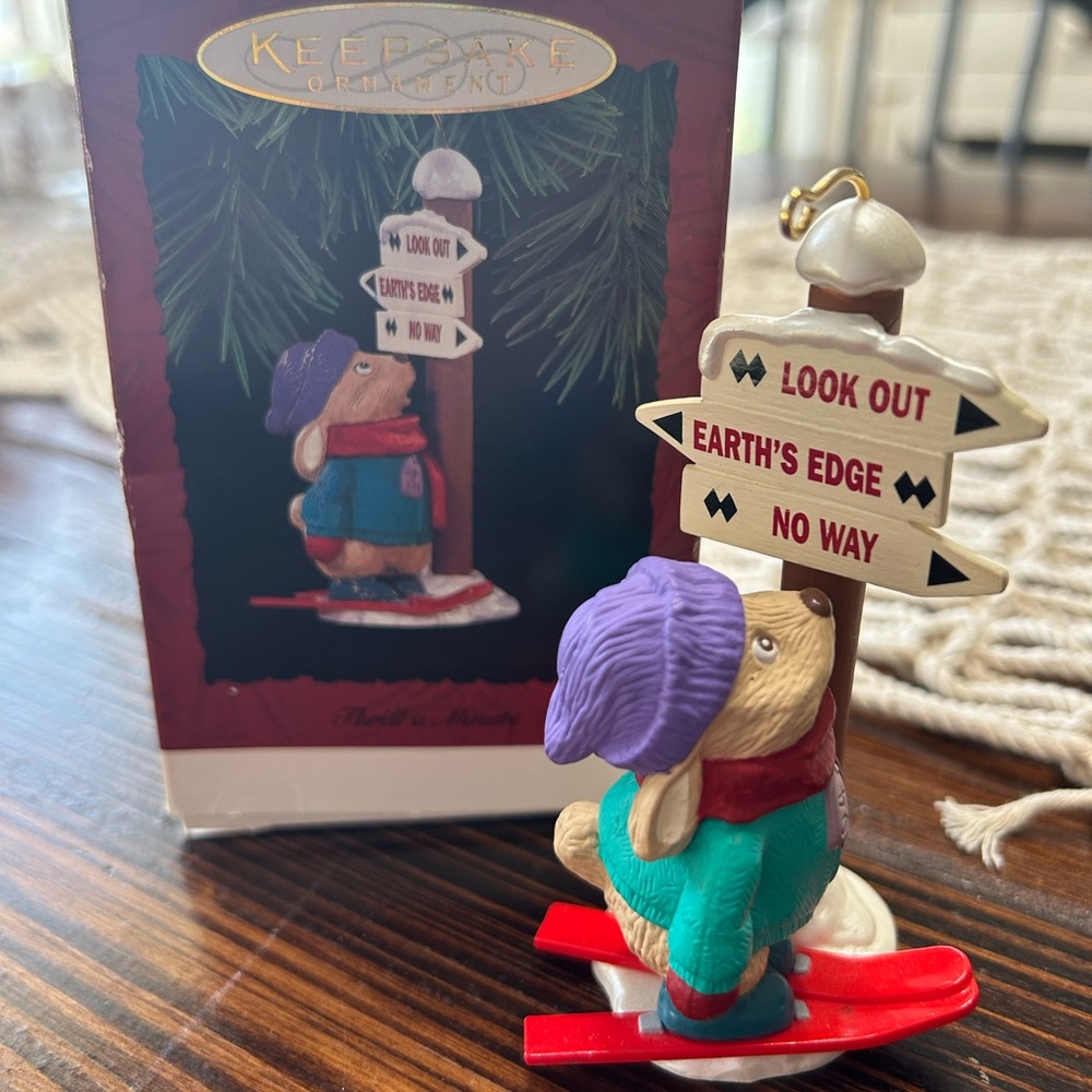 Thrill a Minute Hallmark 1994 Christmas Ornament Crossroads Rabbit Skiing Sports
